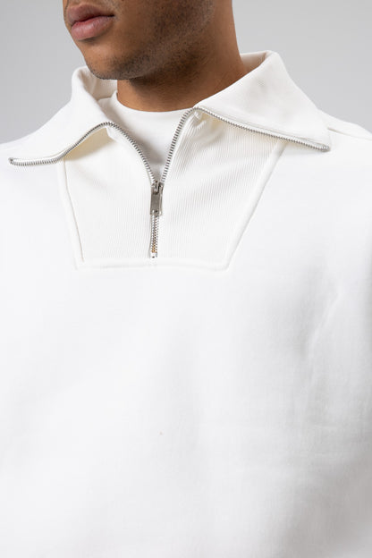 Basic Fermuarlı Dik Yaka Sweatshirt