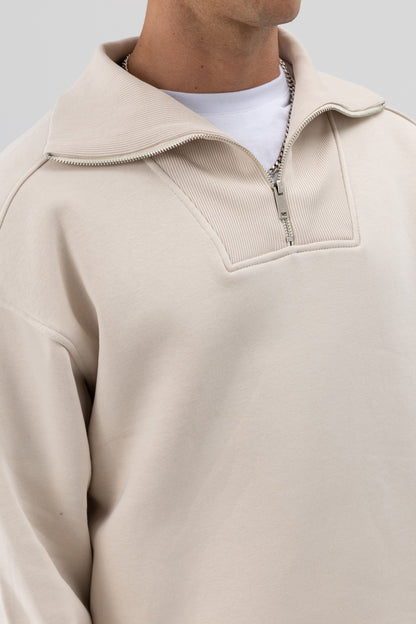 Basic Fermuarlı Dik Yaka Sweatshirt