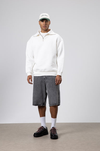 Basic Fermuarlı Dik Yaka Sweatshirt