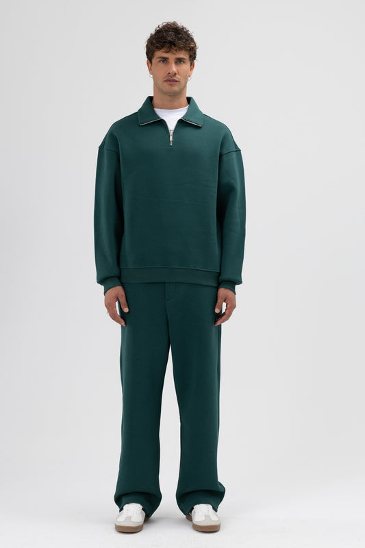 Oversize Fermuarlı Dik Yaka Sweatshirt