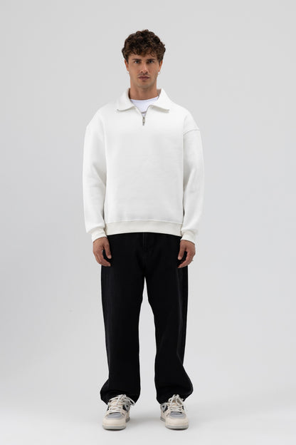 Oversize Fermuarlı Dik Yaka Sweatshirt