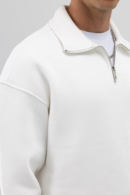Oversize Fermuarlı Dik Yaka Sweatshirt