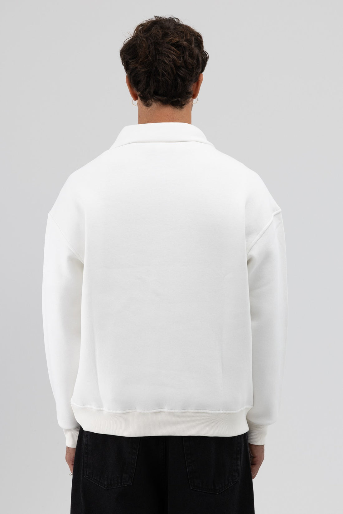 Oversize Fermuarlı Dik Yaka Sweatshirt