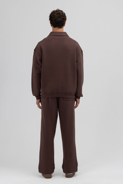 Oversize Fermuarlı Dik Yaka Sweatshirt