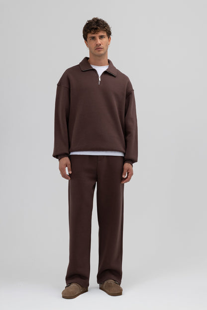 Oversize Fermuarlı Dik Yaka Sweatshirt