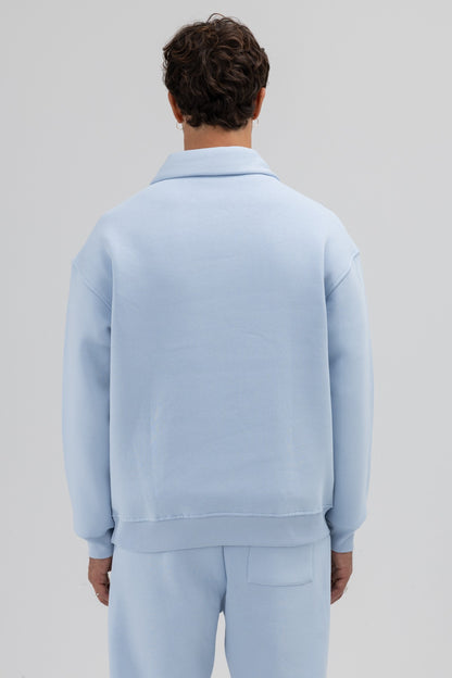 Oversize Fermuarlı Dik Yaka Sweatshirt