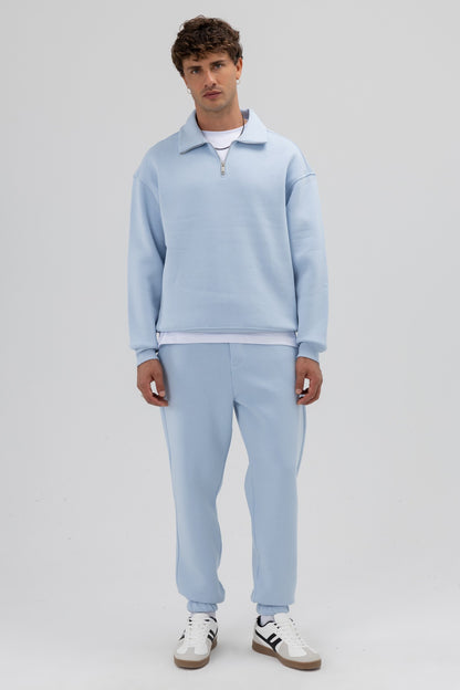Oversize Fermuarlı Dik Yaka Sweatshirt