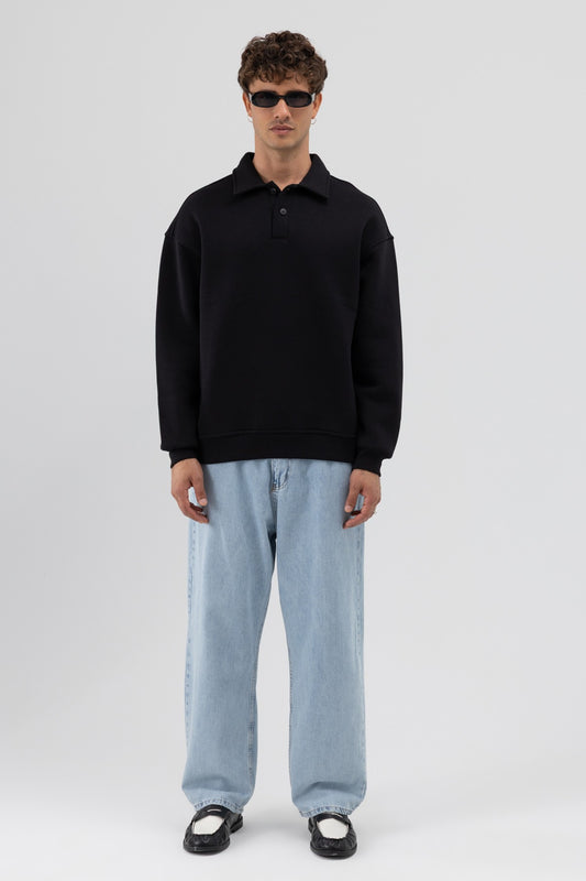 Basic Polo Yaka Sweatshirt