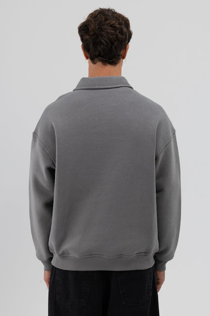 Basic Polo Yaka Sweatshirt