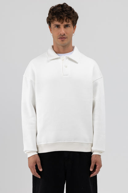 Basic Polo Yaka Sweatshirt