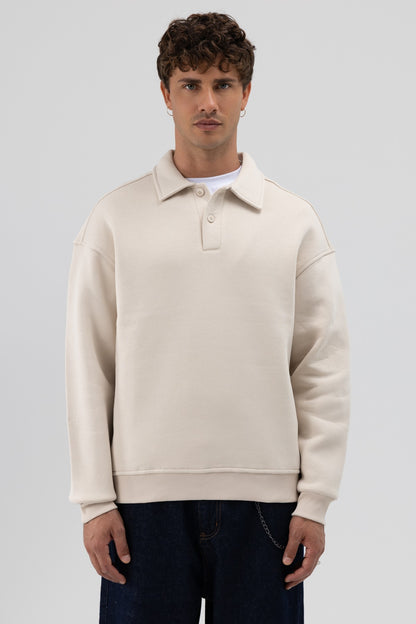 Basic Polo Yaka Sweatshirt