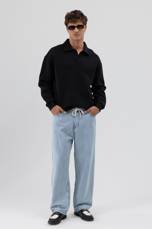 Basic Polo Yaka Sweatshirt
