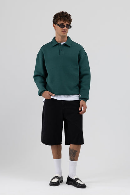 Basic Polo Yaka Sweatshirt