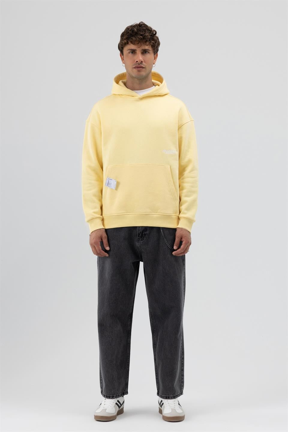 Oversize Kapüşonlu Baskılı Sweatshirt
