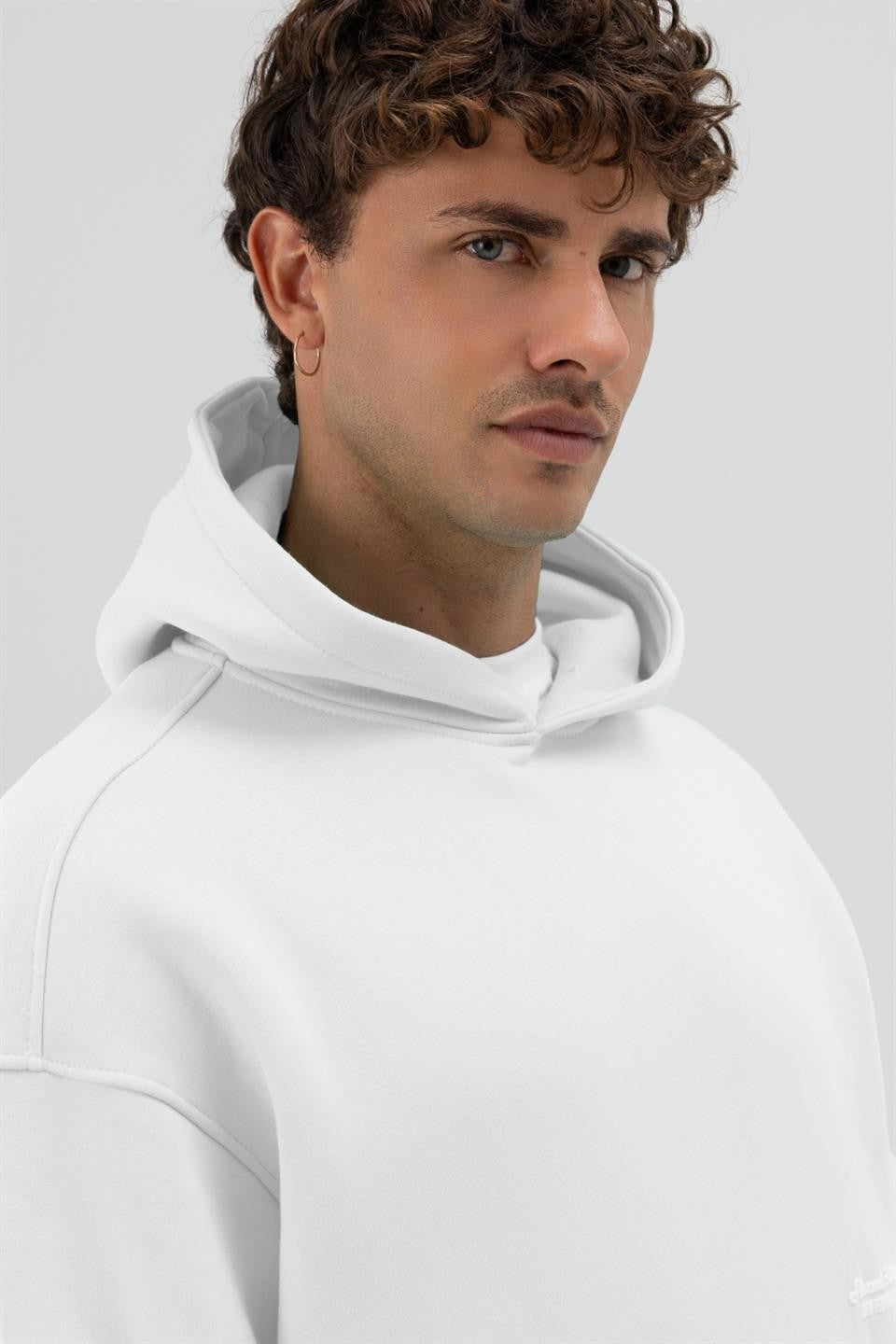 Oversize Kapüşonlu Baskılı Sweatshirt