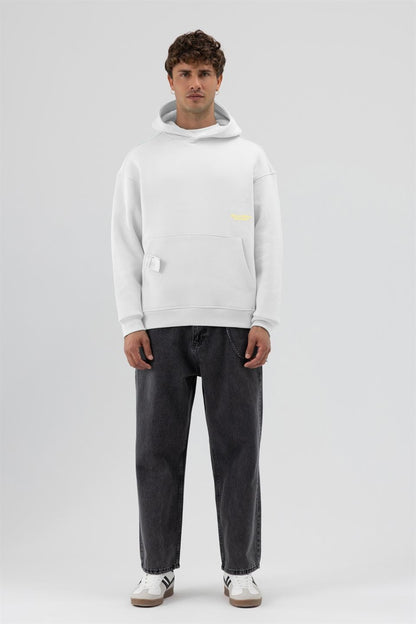 Oversize Kapüşonlu Baskılı Sweatshirt