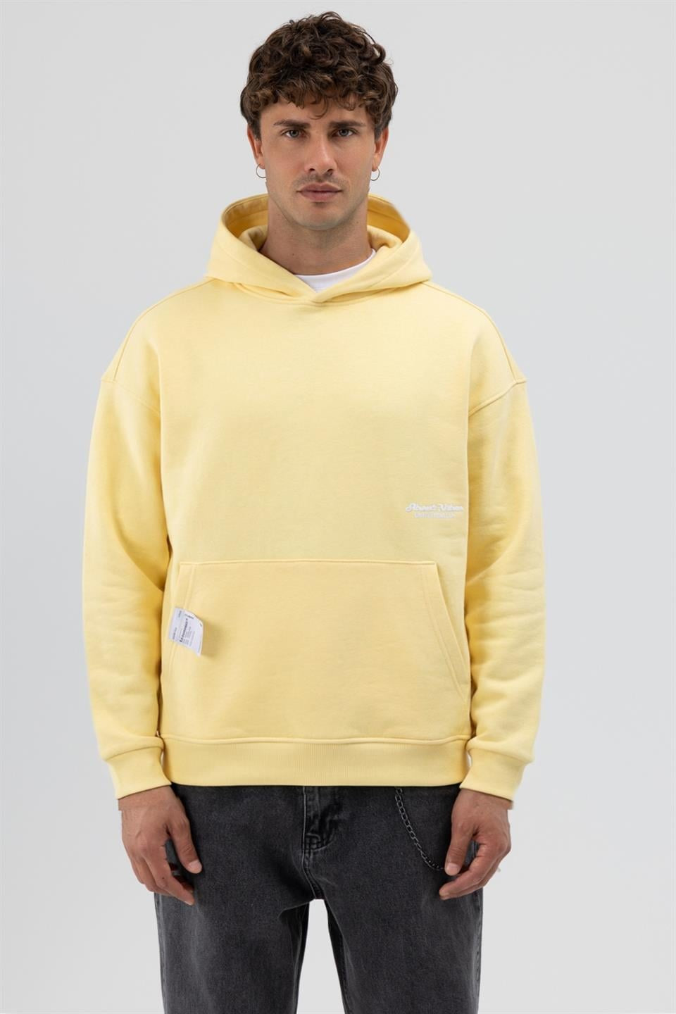 Oversize Kapüşonlu Baskılı Sweatshirt