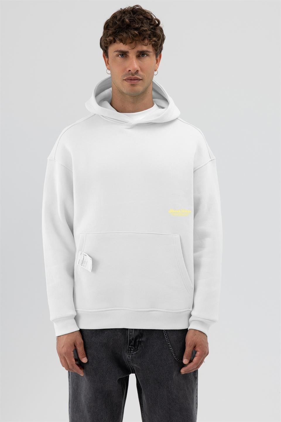 Oversize Kapüşonlu Baskılı Sweatshirt
