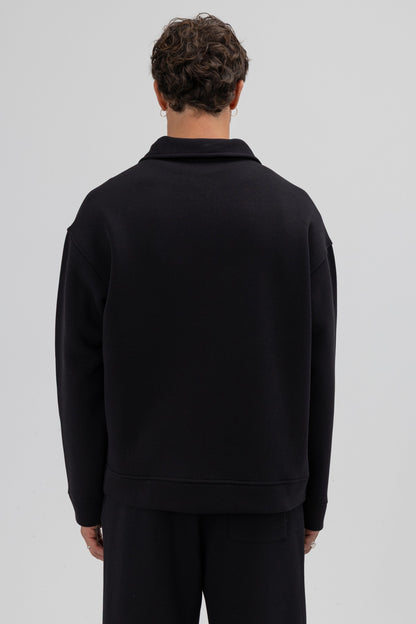 Oversize Önü Fermuarlı Dik Yaka Sweatshirt