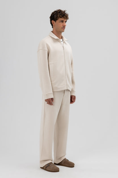 Oversize Önü Fermuarlı Dik Yaka Sweatshirt