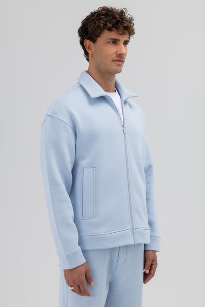 Oversize Önü Fermuarlı Dik Yaka Sweatshirt