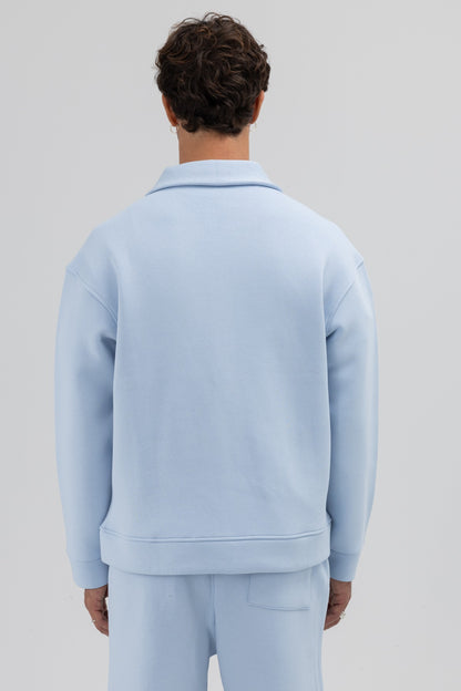 Oversize Önü Fermuarlı Dik Yaka Sweatshirt