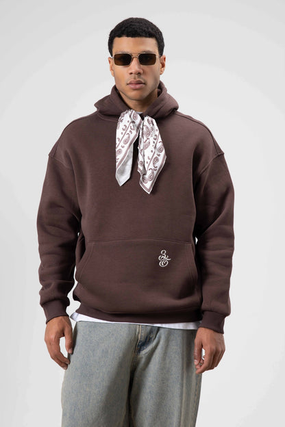 Oversize Fular Detaylı Kapüşonlu Sweatshirt
