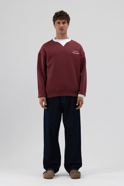 Oversize Bisiklet Yaka Baskılı Sweatshirt