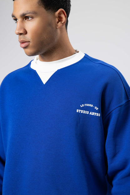 Oversize Bisiklet Yaka Baskılı Sweatshirt