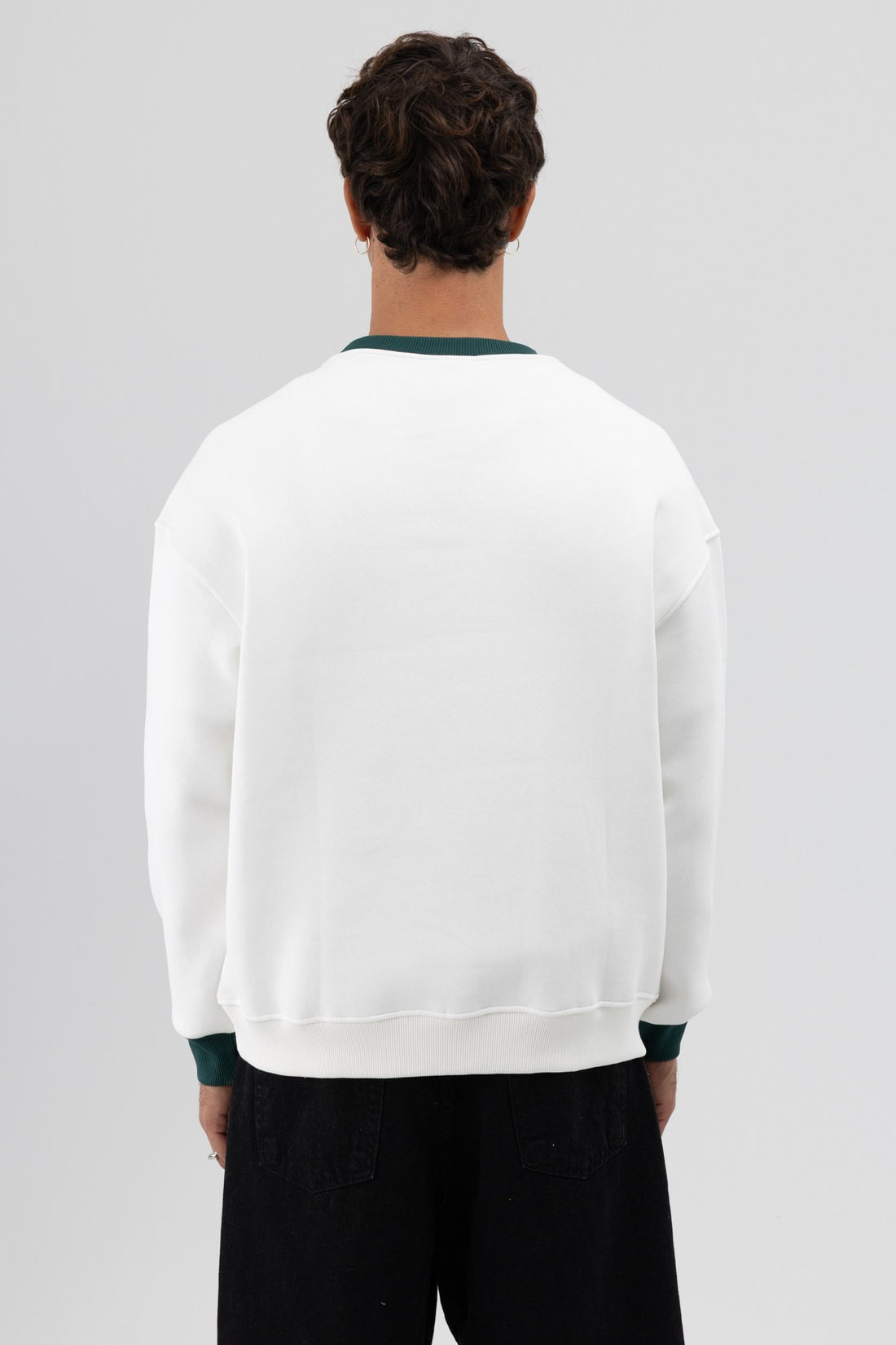 Oversize Bisiklet Yaka Baskılı Sweatshirt