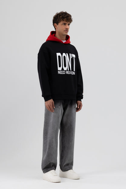 Çift Renk Baskılı Oversize Sweatshirt V70-92