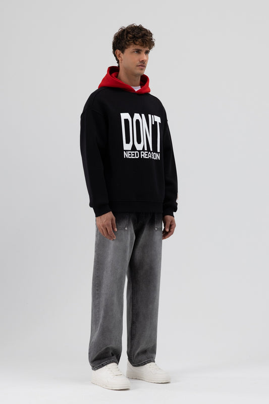 Çift Renk Baskılı Oversize Sweatshirt V70-92