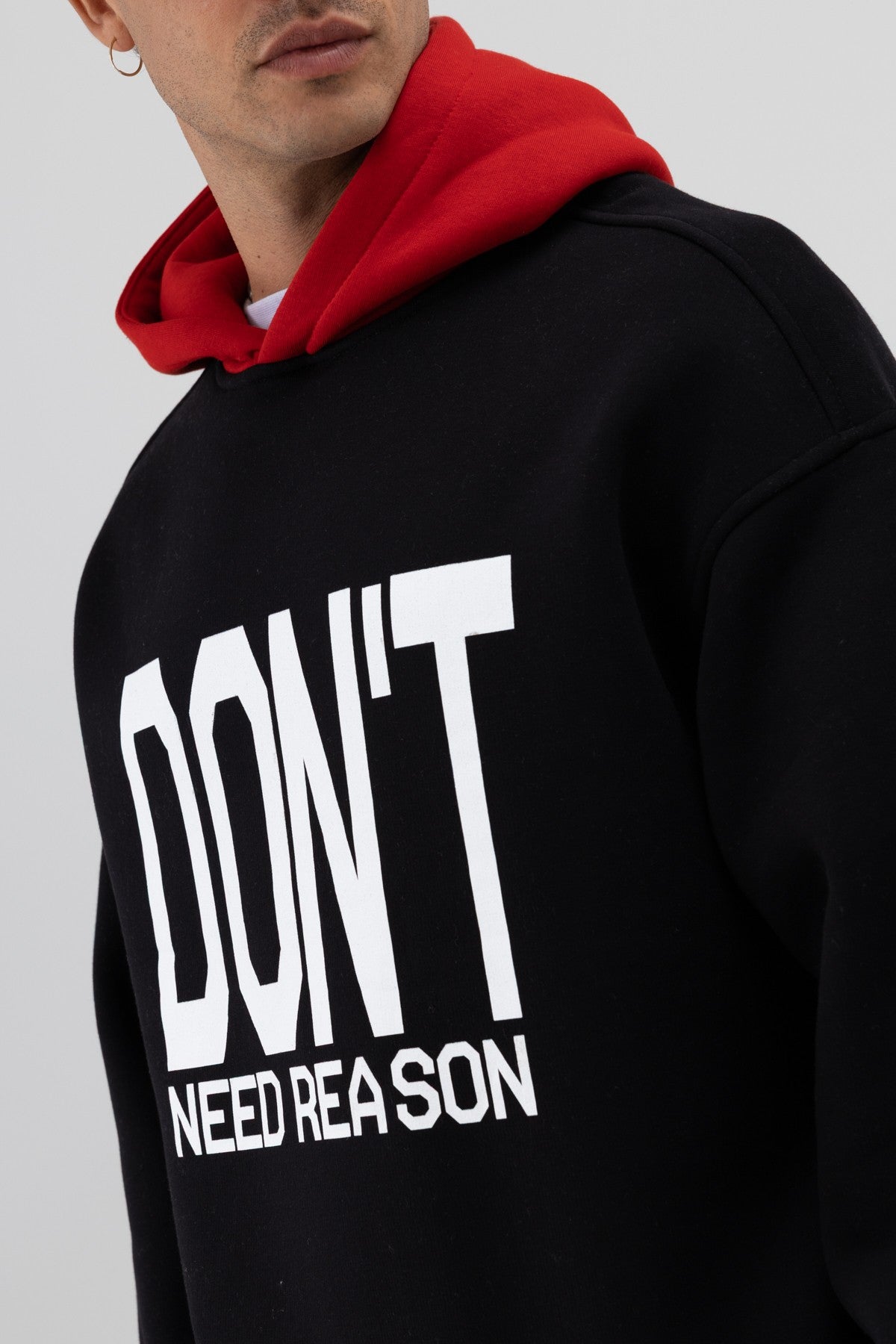 Çift Renk Baskılı Oversize Sweatshirt V70-92