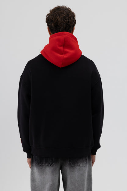 Çift Renk Baskılı Oversize Sweatshirt V70-92