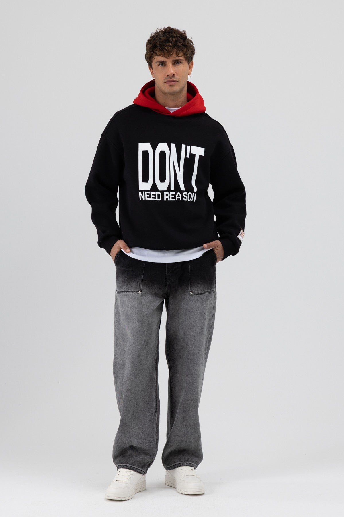 Çift Renk Baskılı Oversize Sweatshirt V70-92