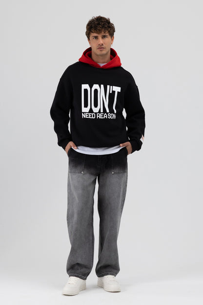 Çift Renk Baskılı Oversize Sweatshirt V70-92