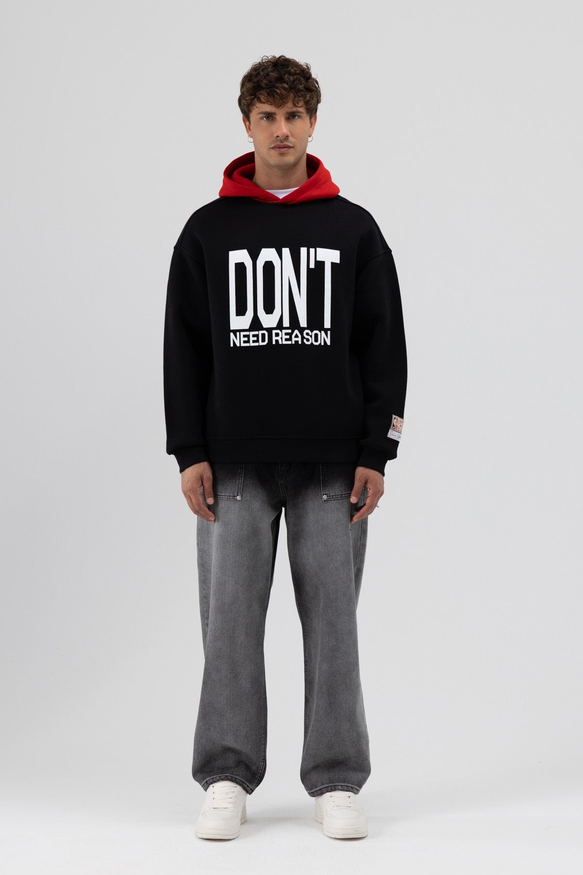 Çift Renk Baskılı Oversize Sweatshirt V70-92