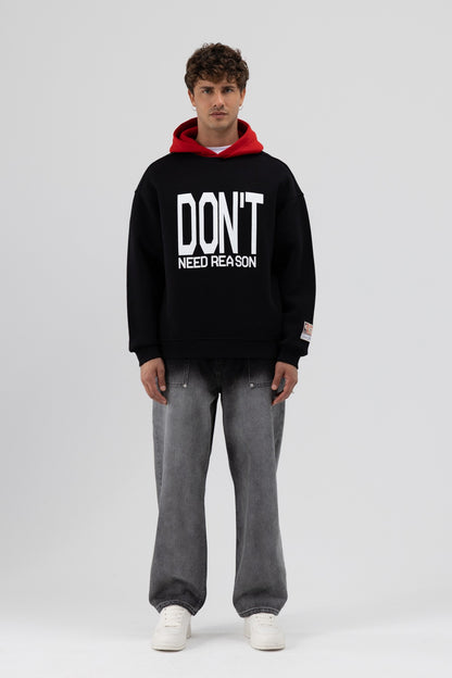 Çift Renk Baskılı Oversize Sweatshirt V70-92