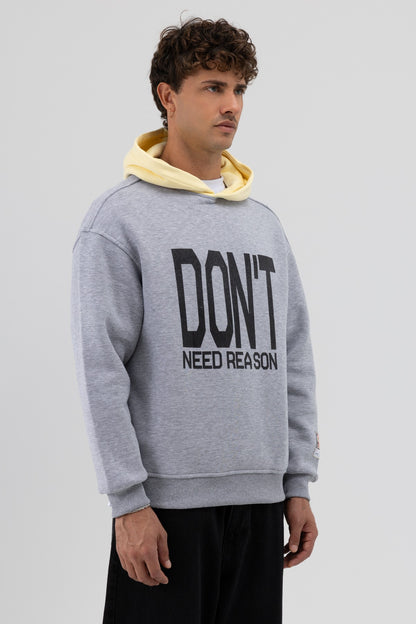 Çift Renk Baskılı Oversize Sweatshirt
