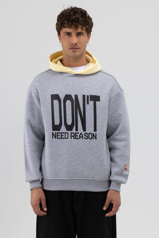 Çift Renk Baskılı Oversize Sweatshirt