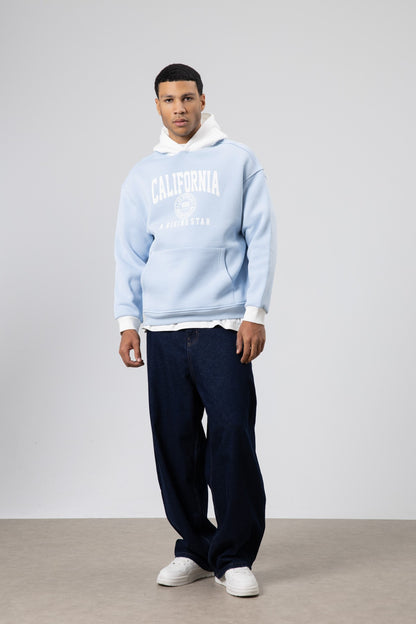 Çift Renk Baskılı Oversize Sweatshirt
