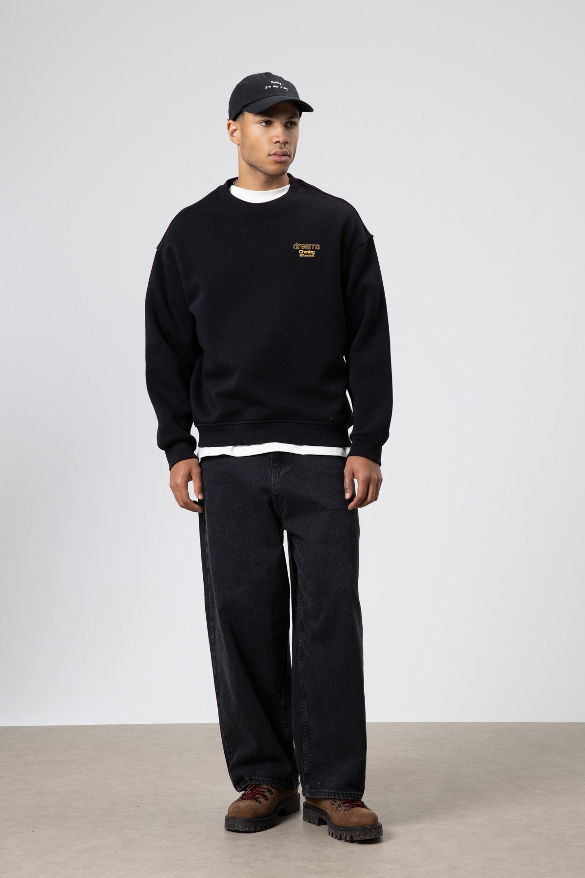 Oversize Bisiklet Yaka Baskılı Sweatshirt V70-95