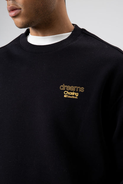 Oversize Bisiklet Yaka Baskılı Sweatshirt V70-95