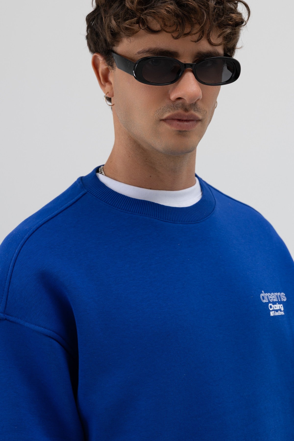 Oversize Bisiklet Yaka Baskılı Sweatshirt V70-95