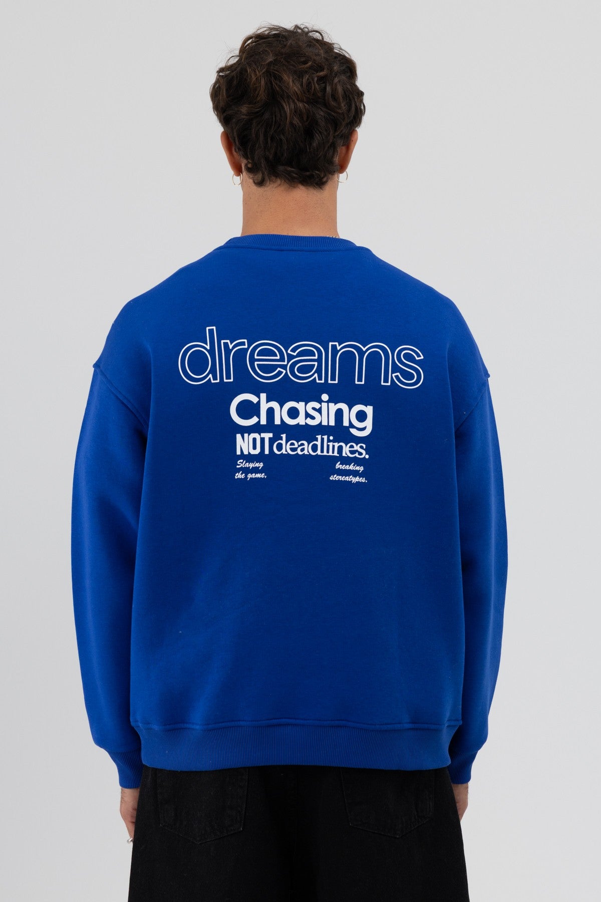 Oversize Bisiklet Yaka Baskılı Sweatshirt V70-95