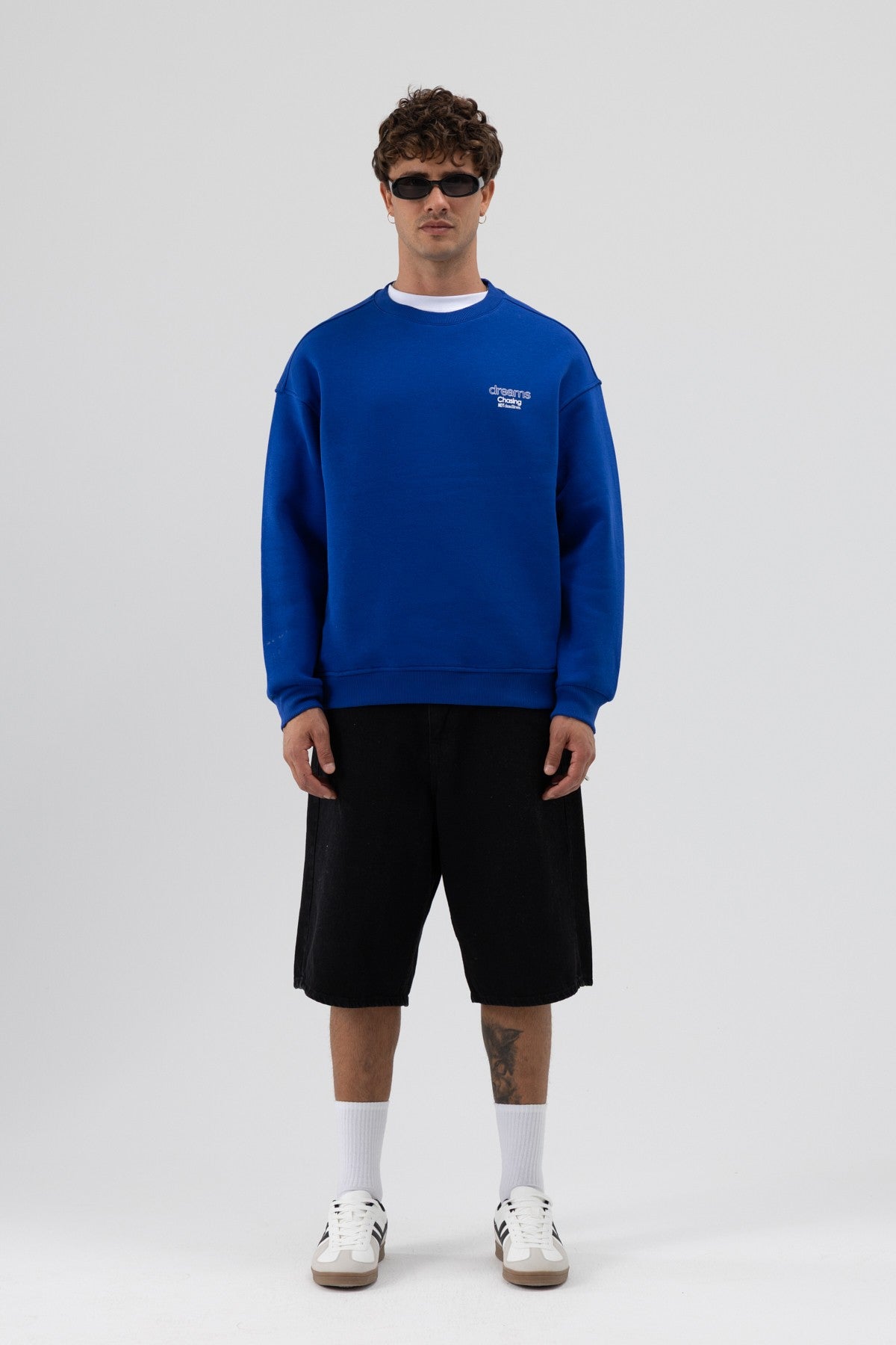 Oversize Bisiklet Yaka Baskılı Sweatshirt V70-95