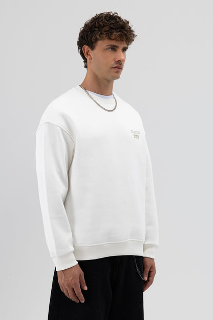 Oversize Bisiklet Yaka Baskılı Sweatshirt V70-95