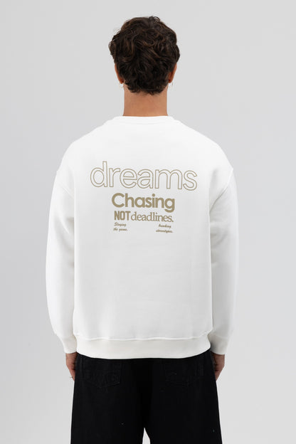 Oversize Bisiklet Yaka Baskılı Sweatshirt V70-95