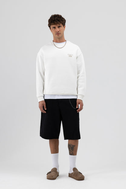 Oversize Bisiklet Yaka Baskılı Sweatshirt V70-95