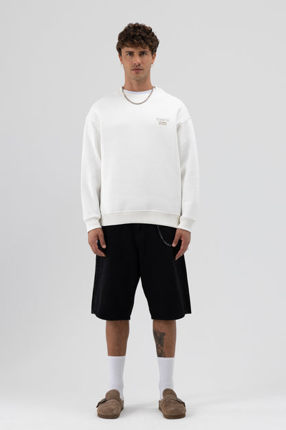 Oversize Bisiklet Yaka Baskılı Sweatshirt V70-95